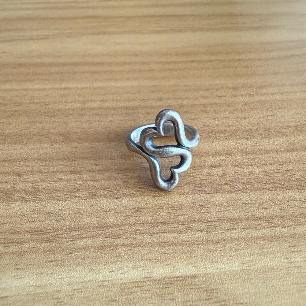 Silver Heart to Heart Ring